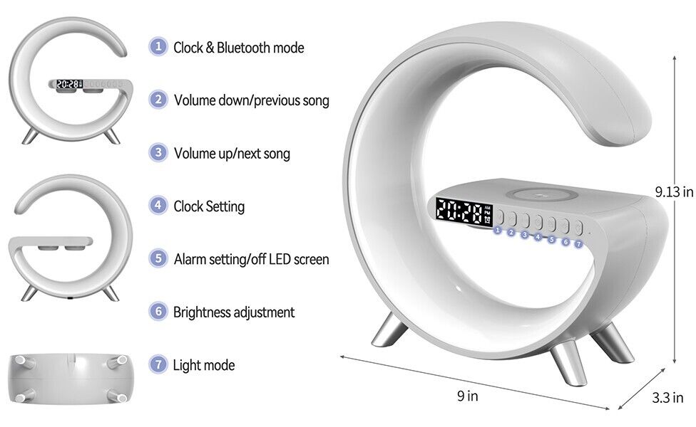 LED MagSafe Ladestation | Atmosphärenlampe | Bluetooth, Audio, Wecker (kabellos)