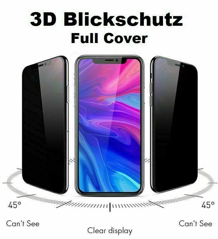 2x Panzerglas Privacy Blickschutz für iPhone 12 Pro Max Mini Sichtschutz 9H Glas