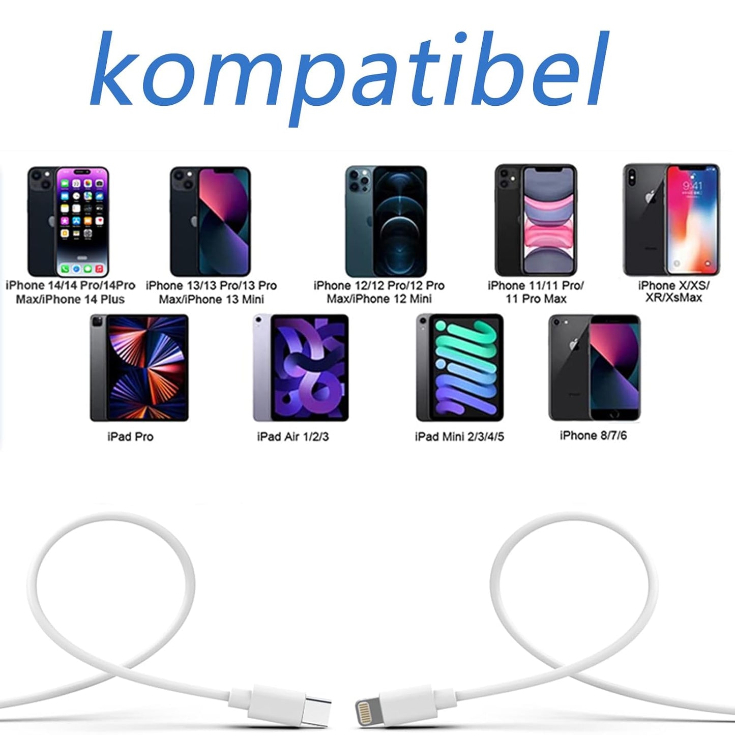 3x iPhone iPad Lightning Ladekabel USB - C Kabel