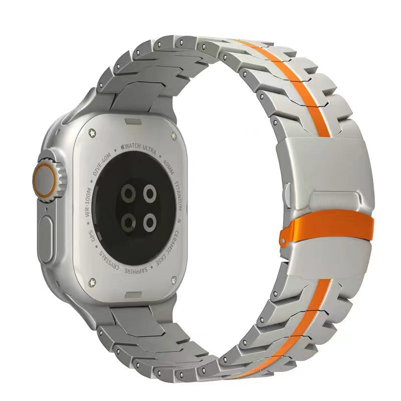Apfelboos Apple Watch Titan Armband Linie Orange