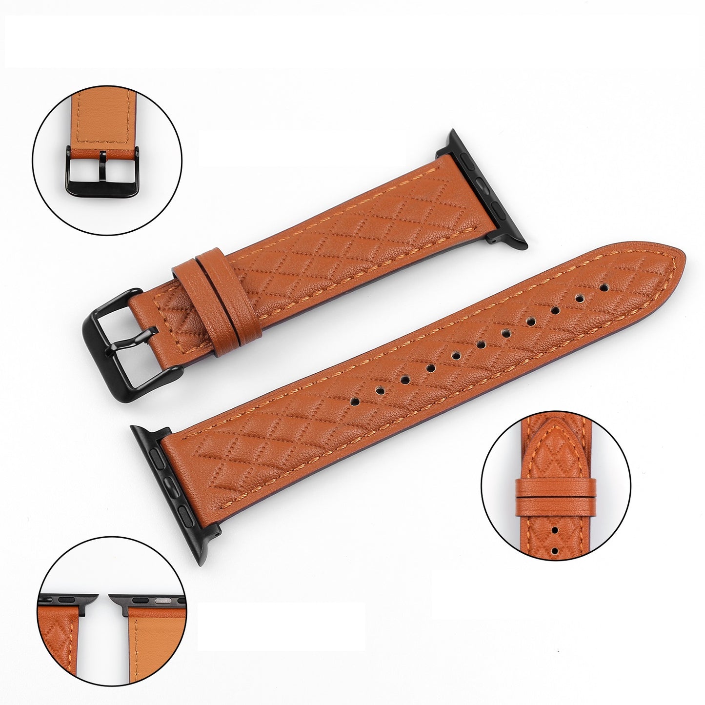 Apfelboos Premium Echtleder Apple Watch Armband Waben-Design