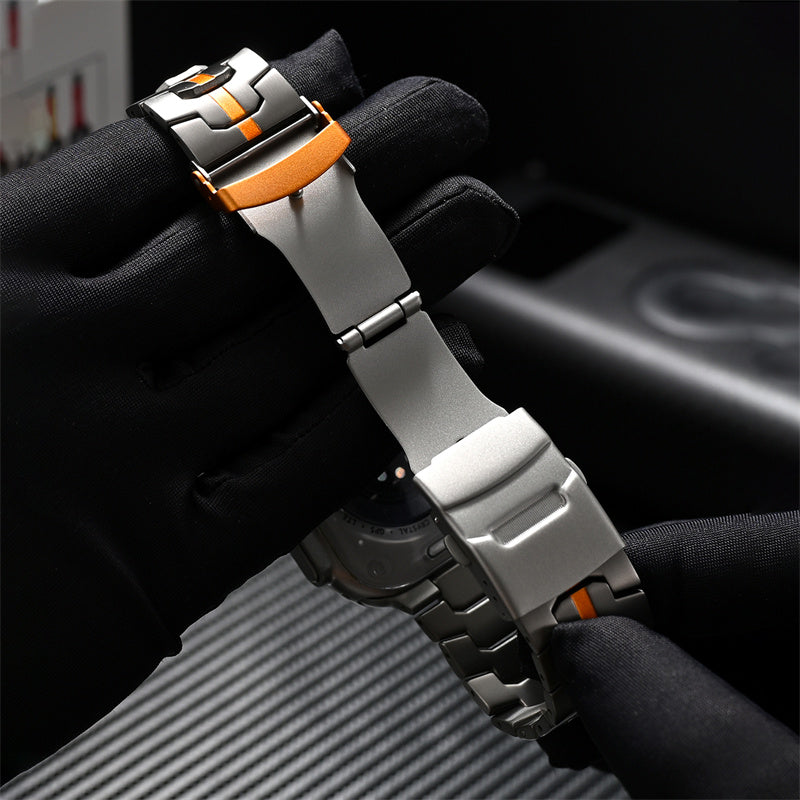 Apfelboos Apple Watch Titan Armband Linie Orange