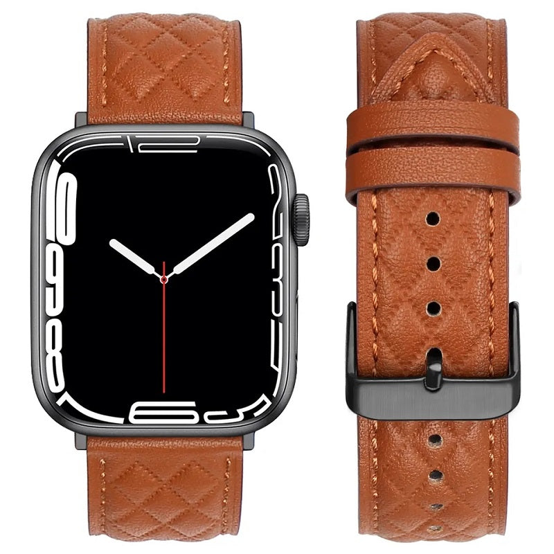 Apfelboos Premium Echtleder Apple Watch Armband Waben-Design