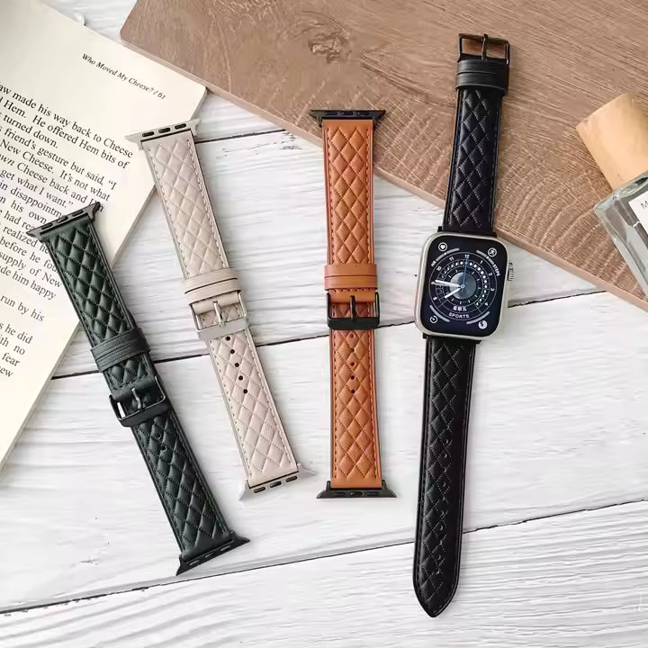 Apfelboos Premium Echtleder Apple Watch Armband Waben-Design