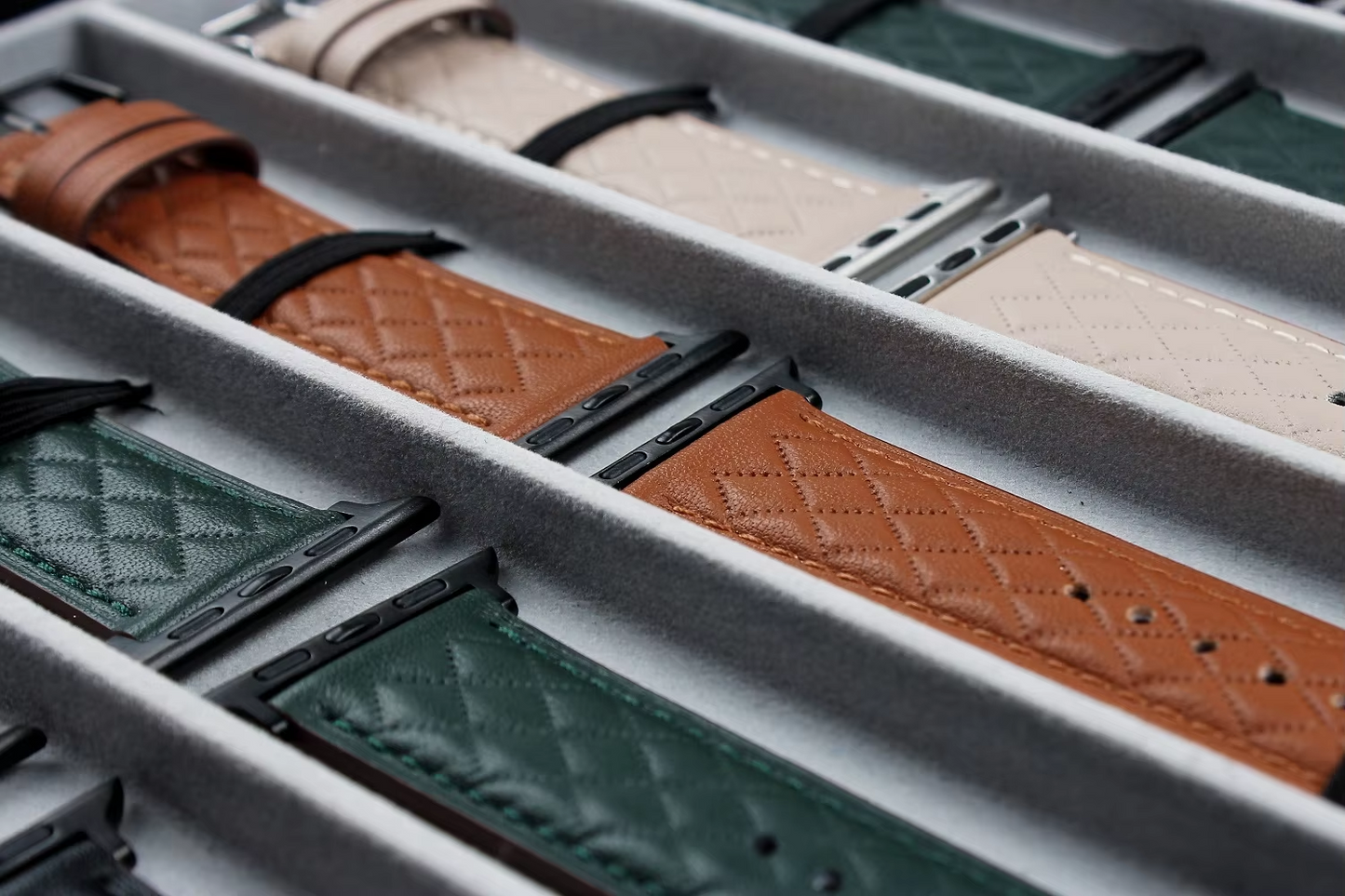 Apfelboos Premium Echtleder Apple Watch Armband Waben-Design