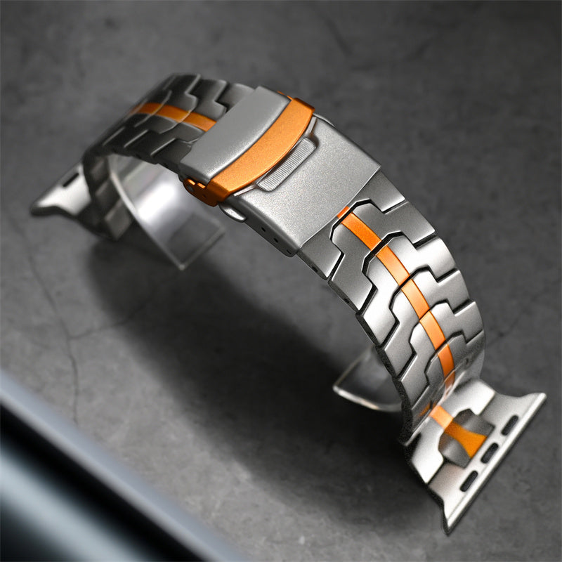 Apfelboos Apple Watch Titan Armband Linie Orange