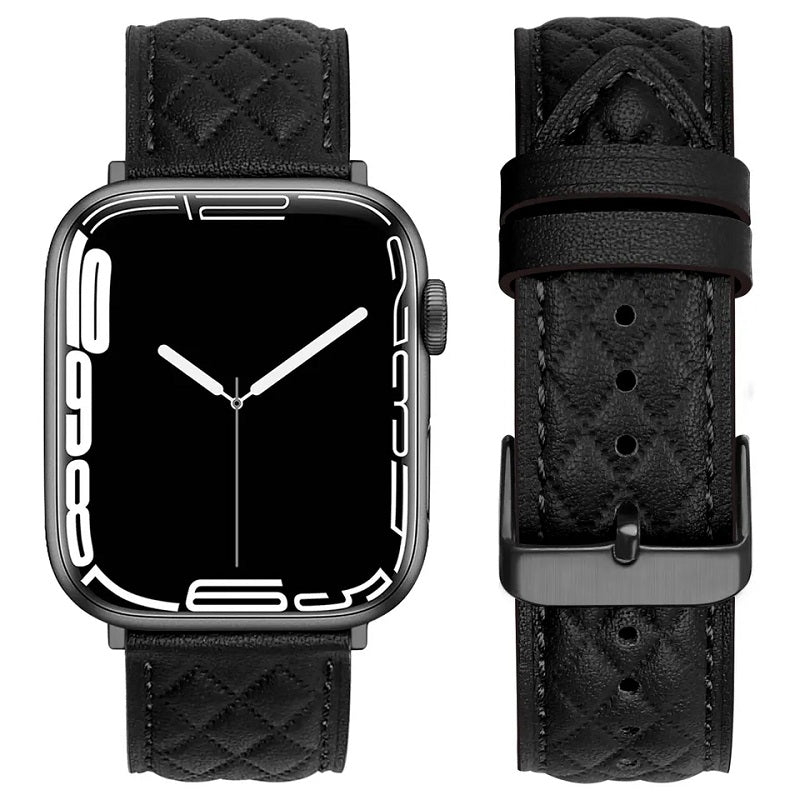 Apfelboos Premium Echtleder Apple Watch Armband Waben-Design