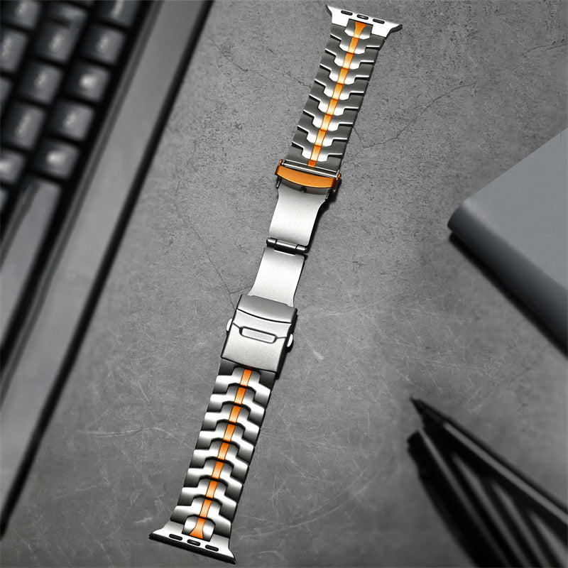 Apfelboos Apple Watch Titan Armband Linie Orange