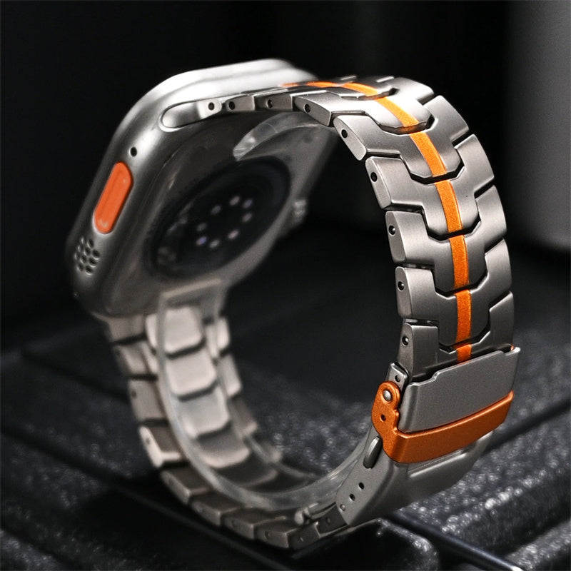 Apfelboos Apple Watch Titan Armband Linie Orange