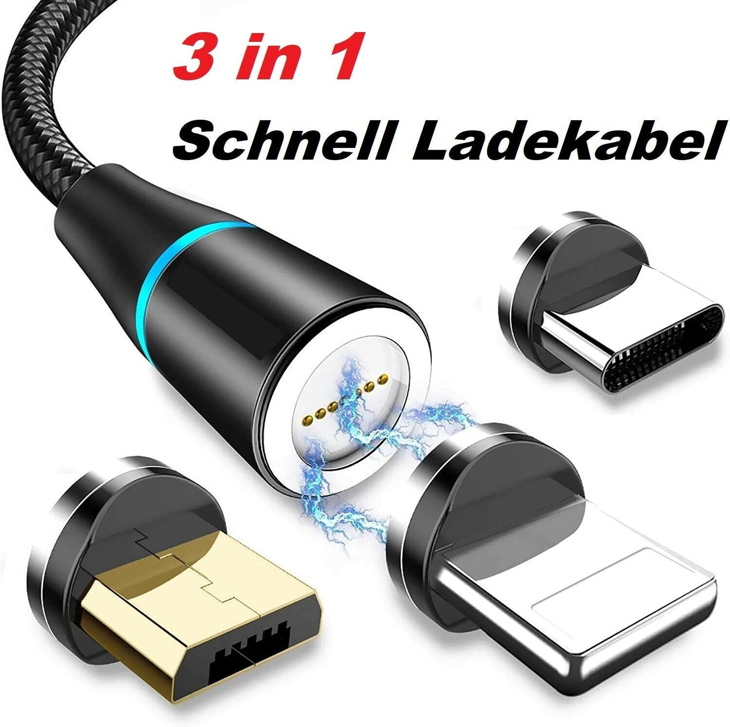 3 in1 Ladekabel Magnet iPhone Samsung