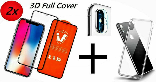 Schutzhülle iPhone X, XS, XR, XS Max + 2x Panzerfolie & Kameraglas