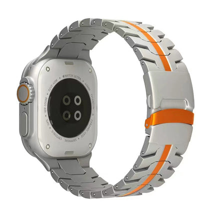 Apfelboos Apple Watch Titan Armband Linie Orange
