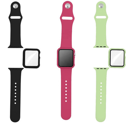 Apple Watch 42 44 45 Silikon Sport Armband inkl. Case Bumper Hülle