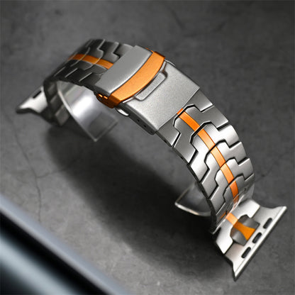 Apfelboos Apple Watch Titan Armband Linie Orange
