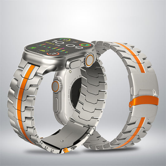 Apfelboos Apple Watch Titan Armband Linie Orange
