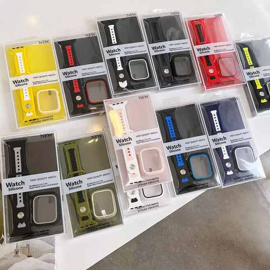 Apple Watch Silikon Sport Armband inkl. Case Bumper Hülle 38 40 41 mm