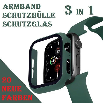 Apple Watch 42 44 45 Silikon Sport Armband inkl. Case Bumper Hülle