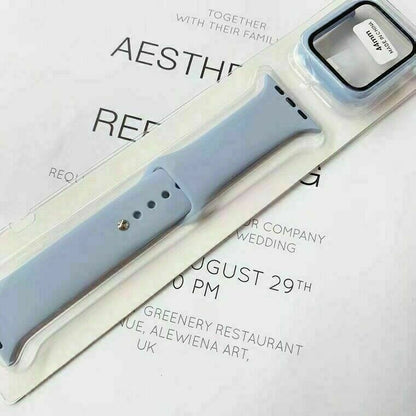 Apple Watch 42 44 45 Silikon Sport Armband inkl. Case Bumper Hülle