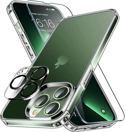 5in1 Set Für iPhone 16 / Pro / Max / Plus Schutzglas Handyhülle Kameraglas