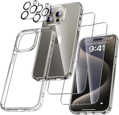 5in1 Set Für iPhone 16 / Pro / Max / Plus Schutzglas Handyhülle Kameraglas