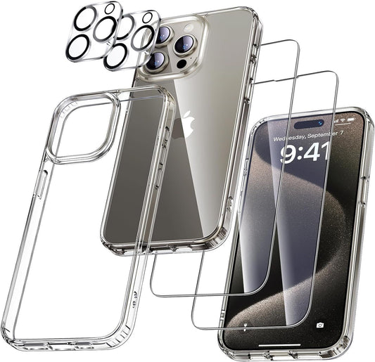5in1 Set Für iPhone 12 / Pro / Max / Mini Schutzglas Silikon Handyhülle Kameraglas