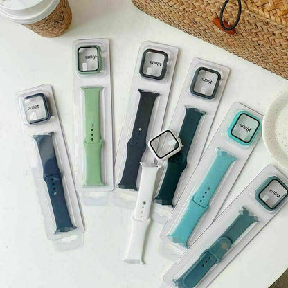 Apple Watch 42 44 45 Silikon Sport Armband inkl. Case Bumper Hülle