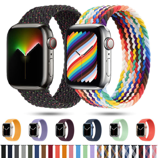 Geflochtenes Solo Loop Armband für Apple Watch Series 1-10 42 44 45 49 Ultra Nylon